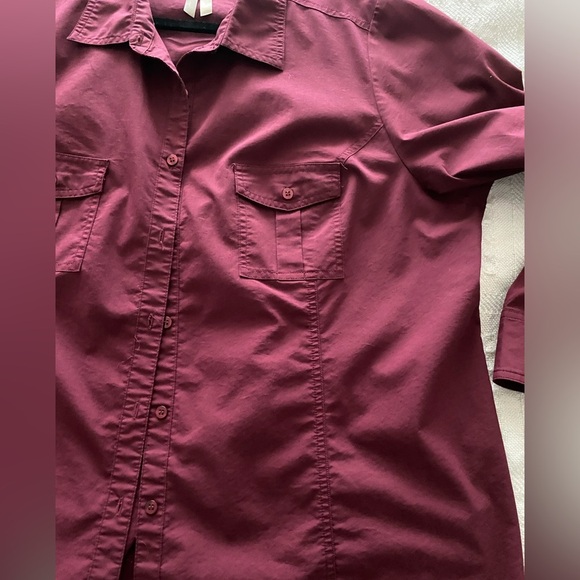 Penningtons Women’s Long Sleeve Shirt Top Wine Color Cotton Blend Size 2X EUC - Picture 7 of 7
